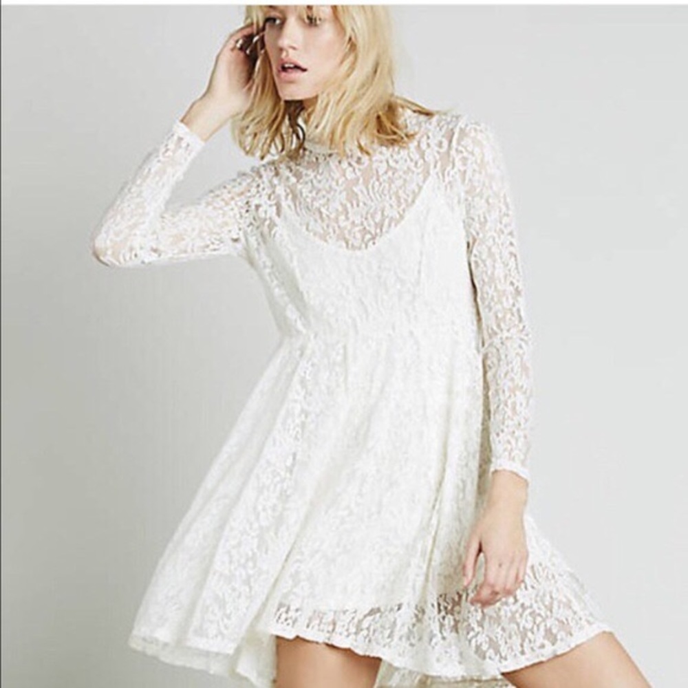 Free People Hearts Delight Dress White Lace Size S